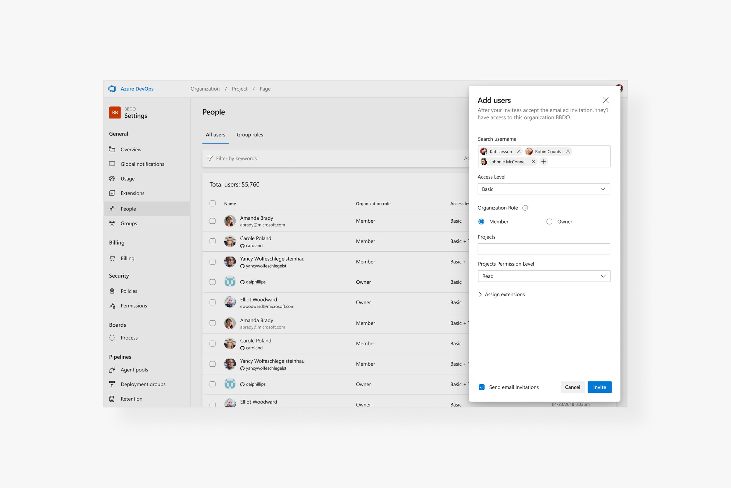Final invitation interface