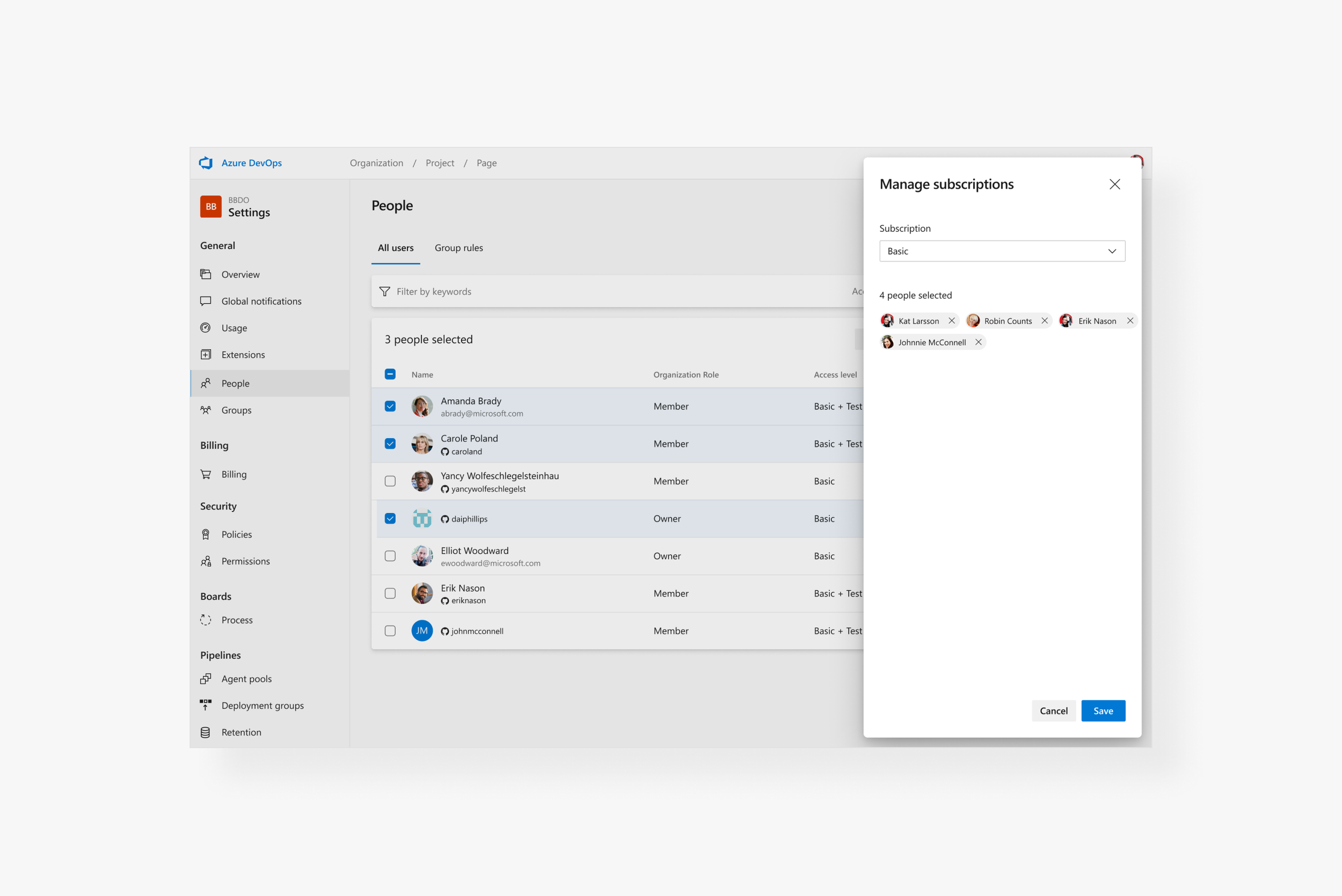 Managing multiple users
