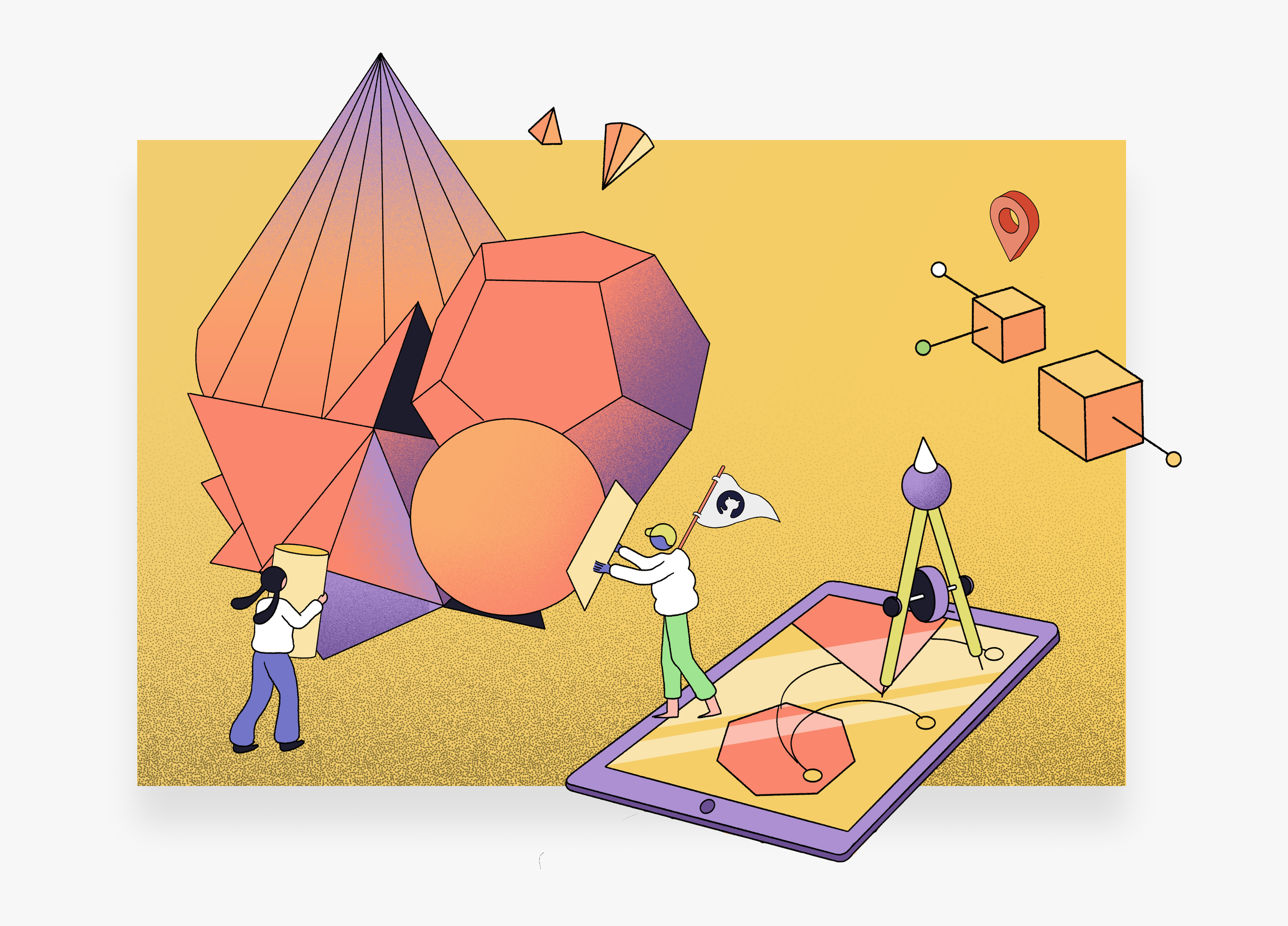 Education illustration direction — geometric forms and learning metaphors